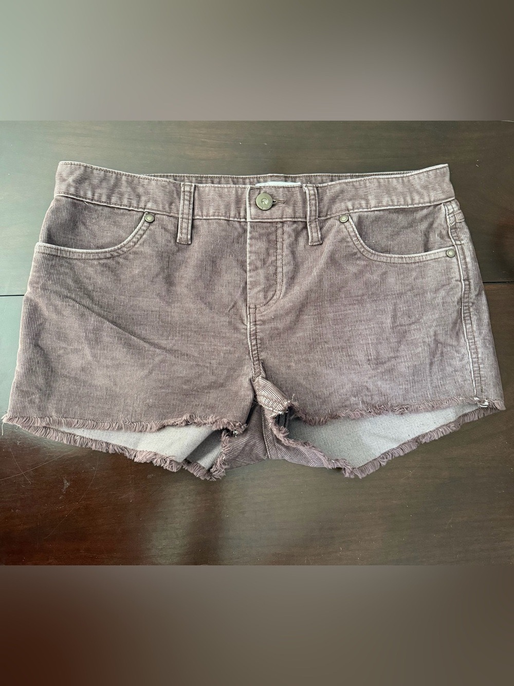 Carve Designs Mauve Corduroy Frayed-Hem Jean Shorts